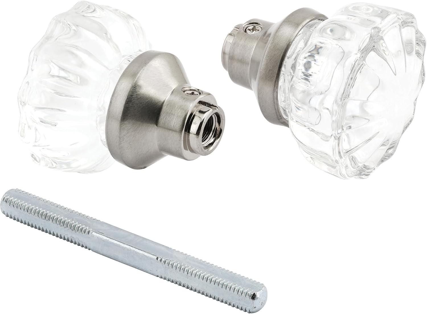Prime-Line E 28315 Mortise Style Fluted Glass Door Knobs - Perfect for Replacing Broken Antique Lock Sets on Interior Doors