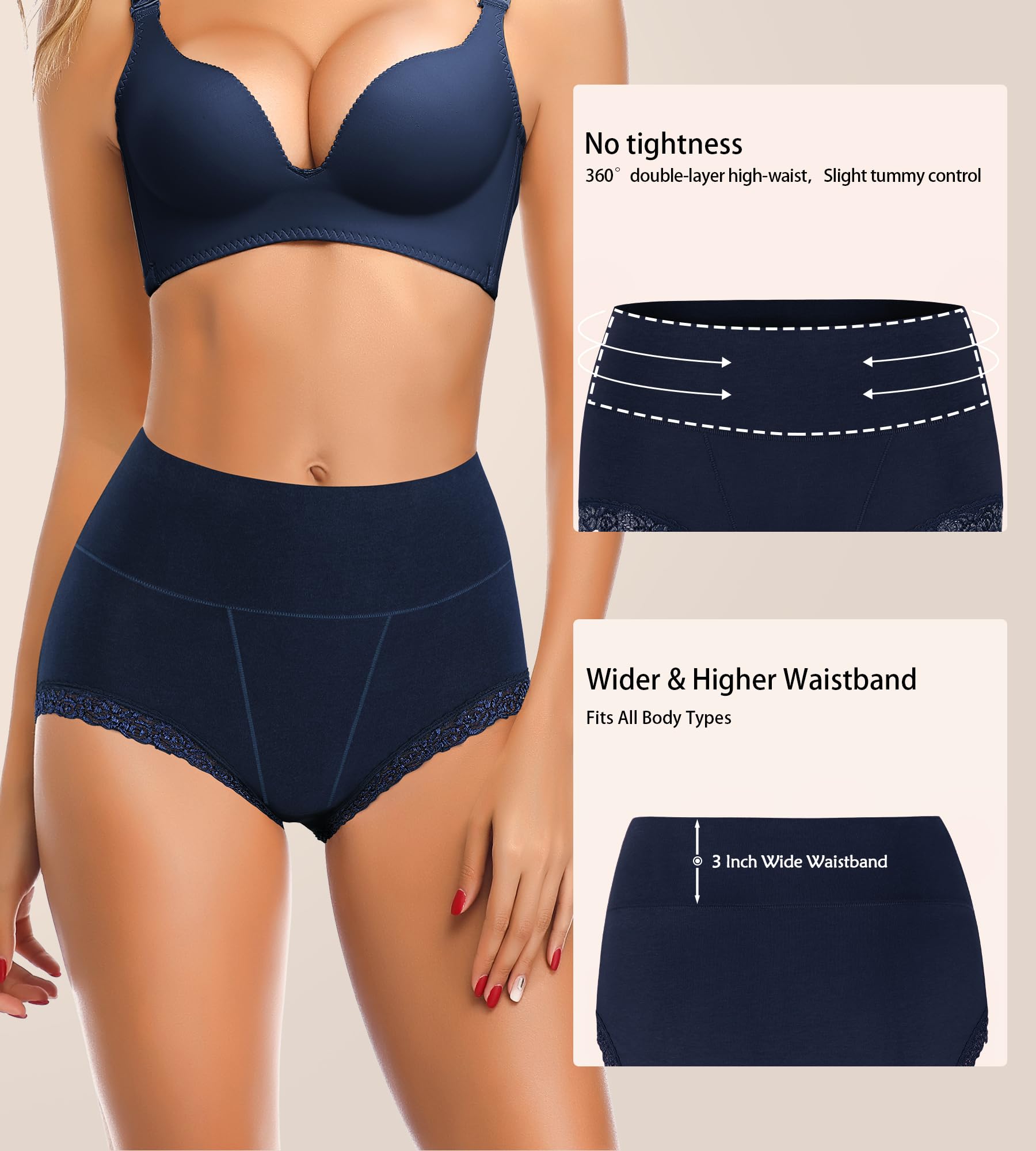 OPIBOO Women's Cotton Underwear,Ladies Soft Stretch Tummy Control Comfy No Muffin Panties Boyshorts: Multicoloured a XX-Large