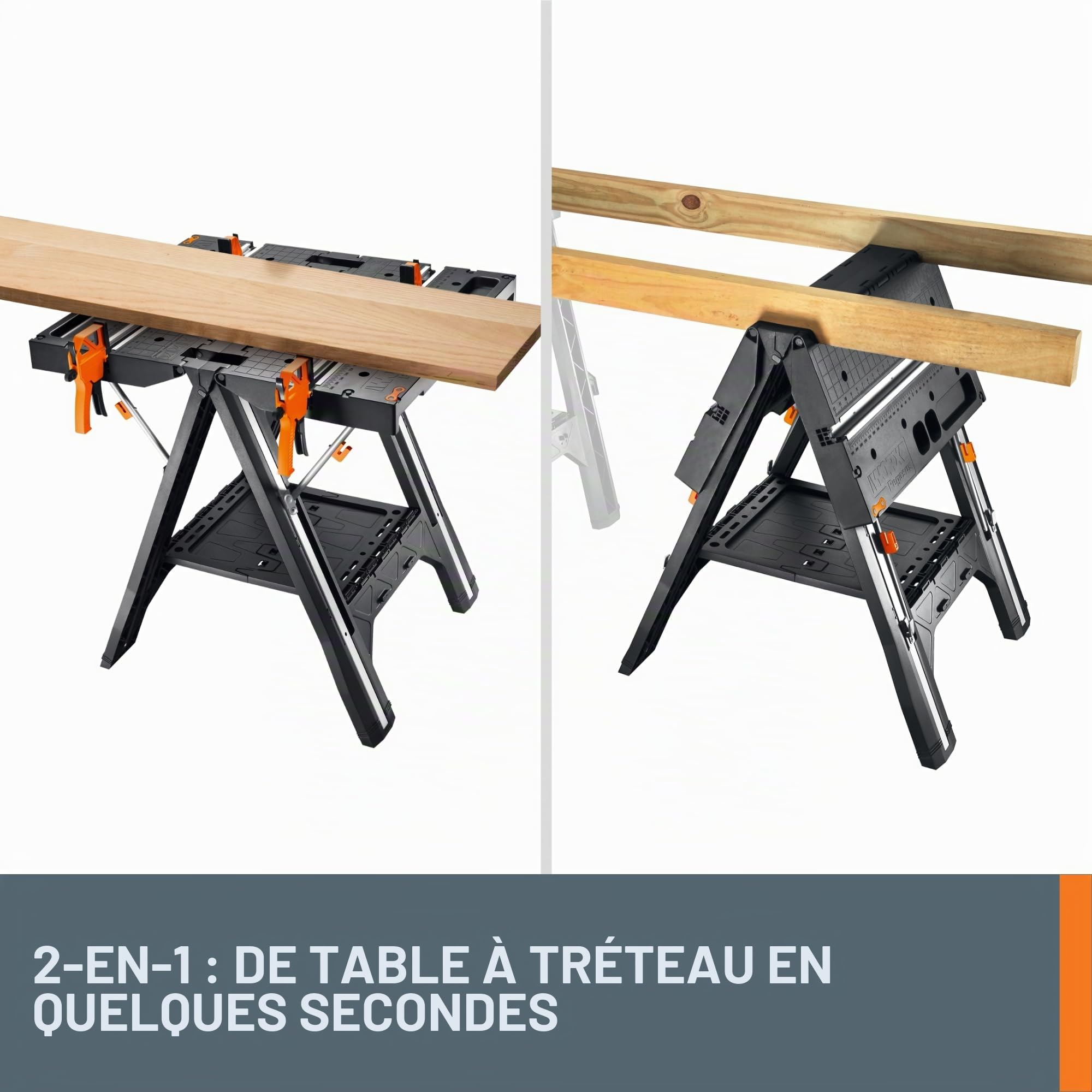 WORX WX051 Pegasus Table de travail pliante et chevalet de sciage