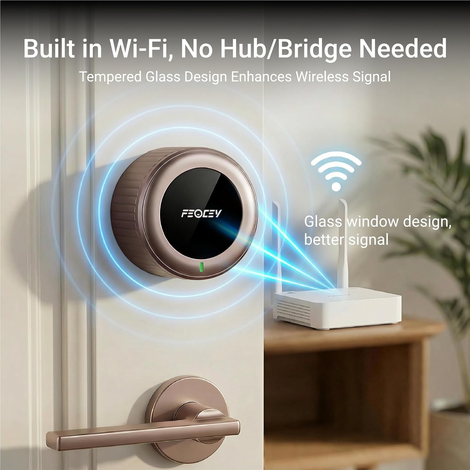 Smart Lock, Retrofit Your Existing Deadbolt in Minutes, Built-in Wi-Fi Keyless Entry with App Remote Control, Auto-Lock & Door Ajar Alert, 300-Day Battery, Compatible with Alexa, Antique Bronze