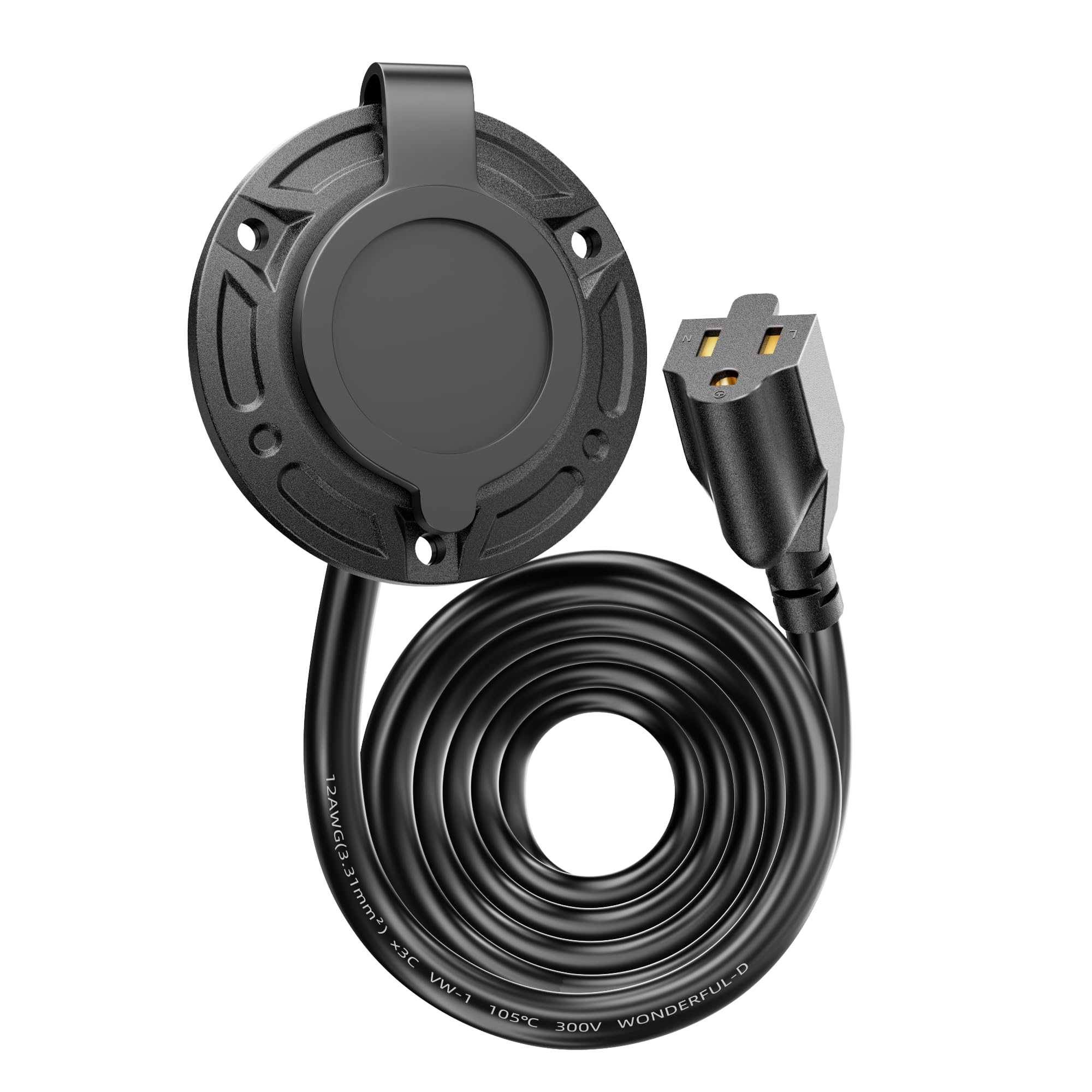 Prise De Port 15A 125V Pour Bateau Ou Camping-car – Bumbee, Avec Couvercle, Noir
