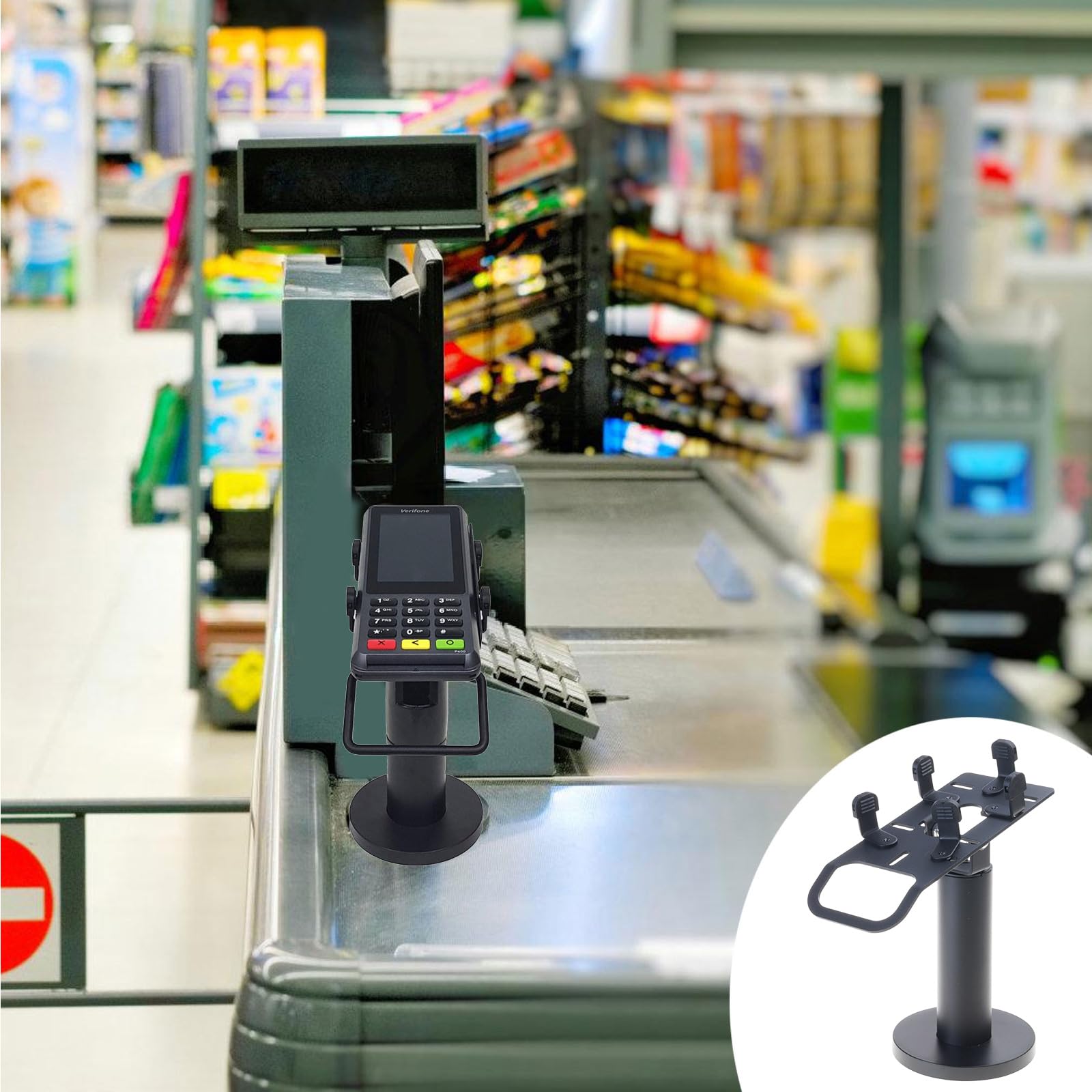 Staffa per lettore di carte di credito con instradamento interno del filo e facile installazione del morsetto per sistemi POS Supporti Pos