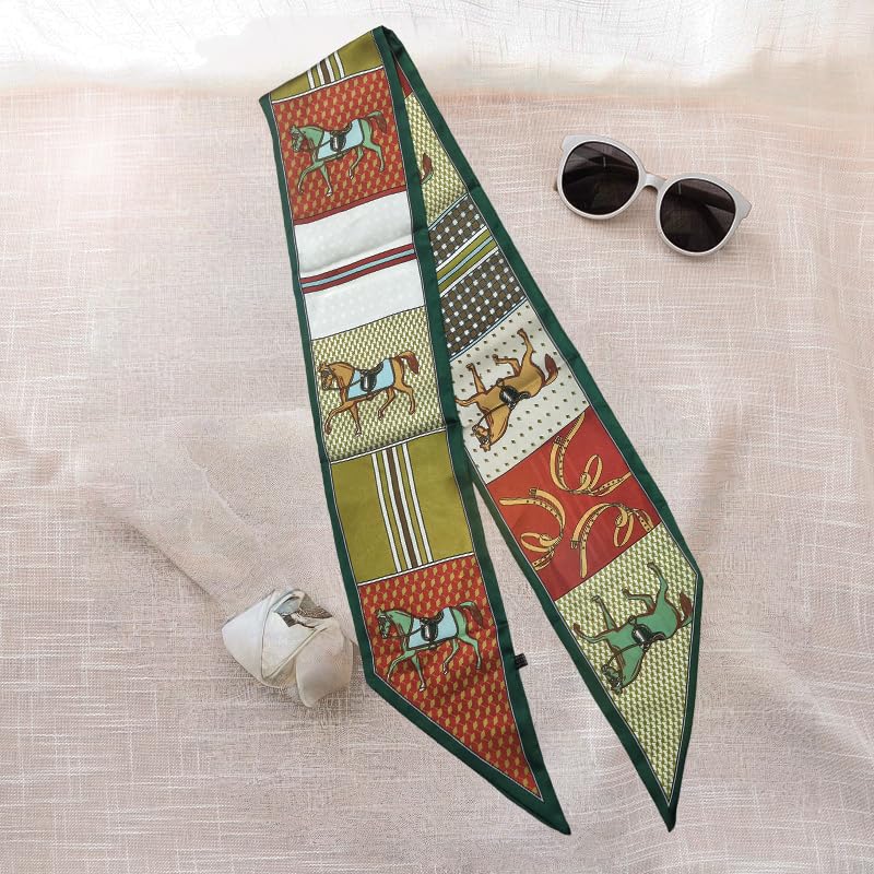 Image of Head Hair Scarf for Women,Silky Long Headscarf Purse Bag Scarfs for Handbag Fashion Satin Neck Scarves Accessories