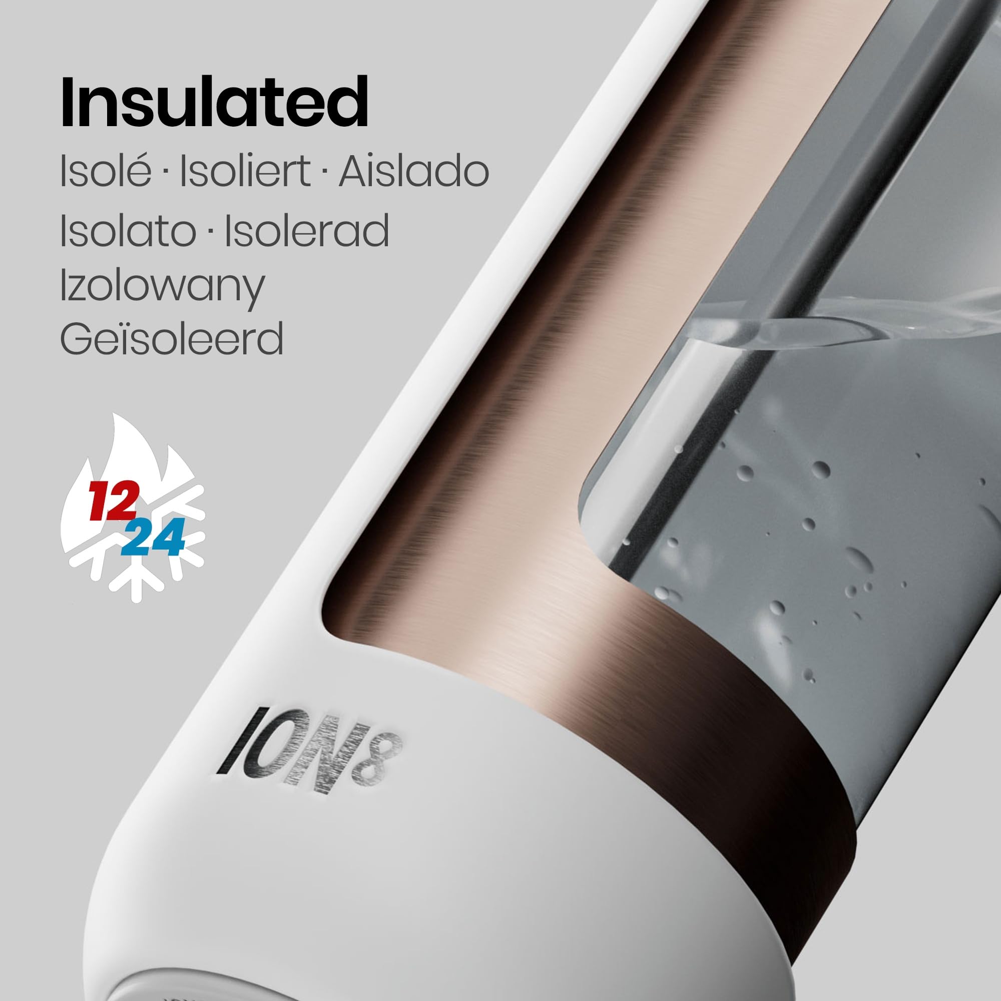 ION8 PRIMO ROAM Borraccia Termica 835 ml (28 oz)- Acciaio Inox Antiperdita, Isolamento Sottovuoto per Bevande Calde e Fredde, Tappo a Vite, Lavabile in Lavastoviglie, Lilla