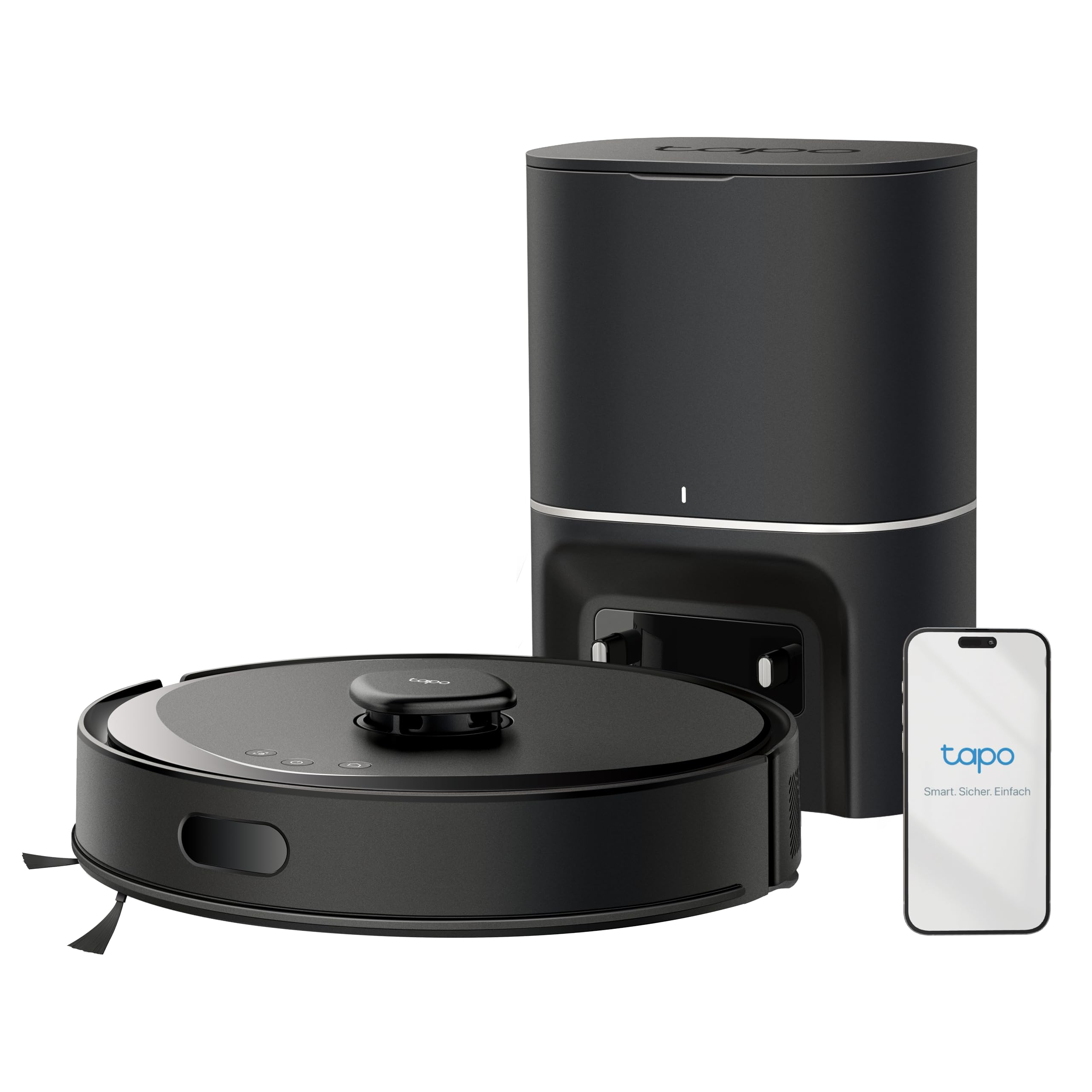 Tapo RV30 Max Plus Saugroboter mit Wischfunktion und automatischer Absaugstation, 5300Pa Ultra Starke Saugkraft, LiDAR+IMU Dual-Navigation, Alexa & Google Assistant Sprachsteuerung, APP