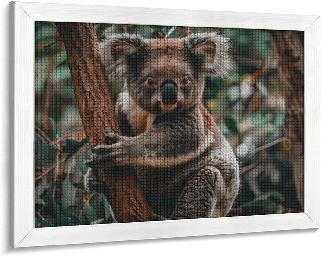 Koala Holding A Branch Printed Diamond 5D Painting Kits DIY Full Drill Crafts for Home Wall Decor 16x20 Inch White Wood 50 * 40cm