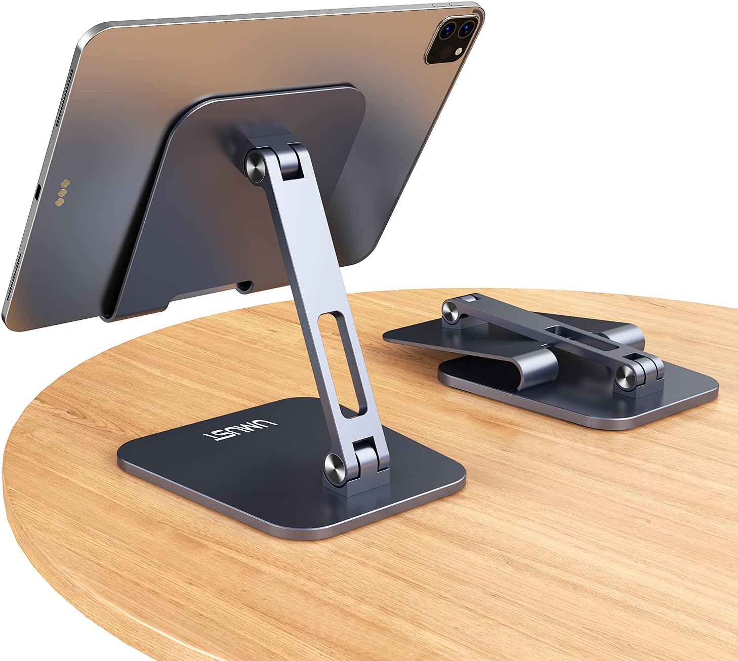Tablet Stand Adjustable & Foldatle, UMUST iPad Stand,Tablet Holder for Desk, Mobile Phone Holder, Desktop Stand For iPad Pro12.9 11 10.5,Air4 3, Mini, iPad10.2 9.7inch,iPhone（ 4-13"） Dark Gray