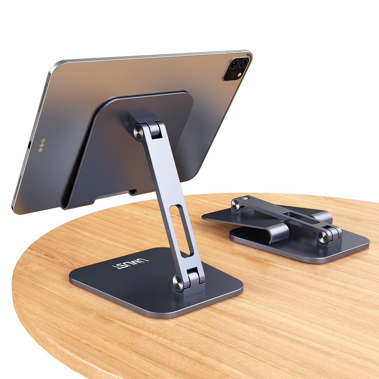 Tablet Stand Adjustable & Foldatle, UMUST iPad Stand,Tablet Holder for Desk, Mobile Phone Holder, Desktop Stand For iPad Pro12.9 11 10.5,Air4 3, Mini, iPad10.2 9.7inch,iPhone（ 4-13"） Dark Gray