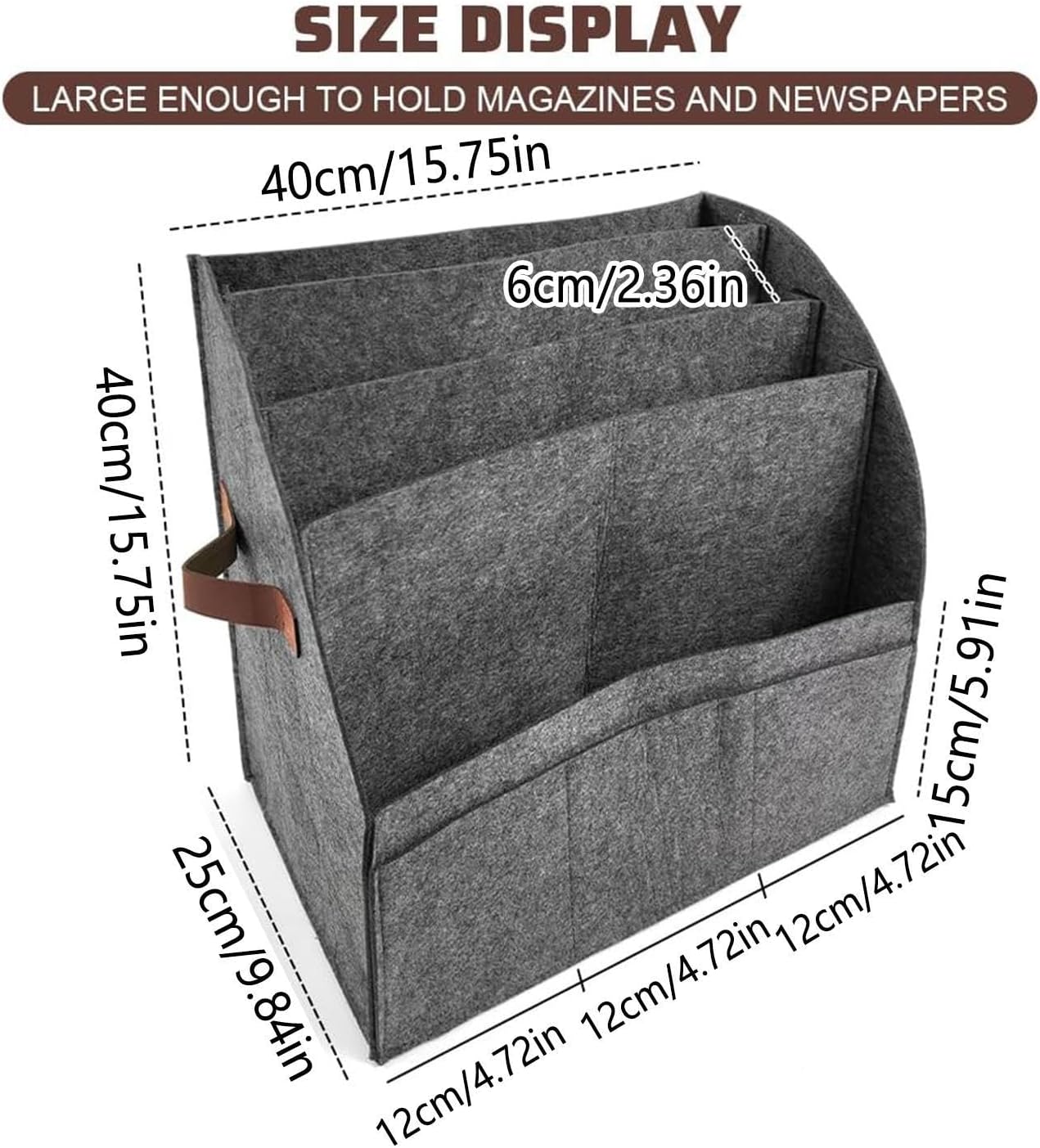 Newspaper Holder 4 Tier Felt Foldable Paper Organizer Basket