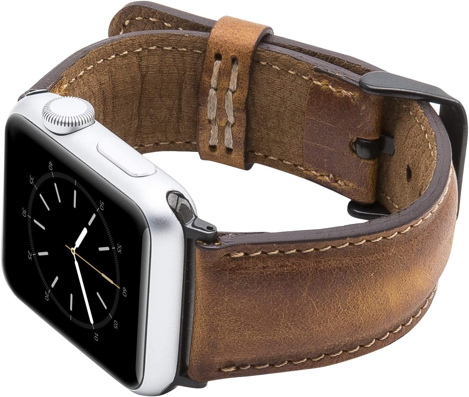 Exclusive Discount 🔥 Venito Tuscany Leather Watch Band Compatible with Apple Watch 42mm 44mm 45mm - iwatch Series 1 2 3 4 5 6 7 SE (Antique Brown w/Black Connector&Clasp)