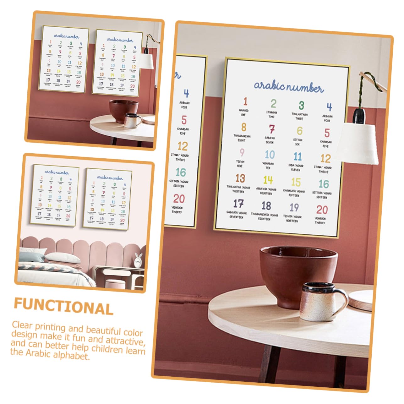 SHINEOFI 3 Set Poster Educativi Arabi Per Poster Arabper Decorare Camera Scuola E Apprendimento 2 Pezzi*3