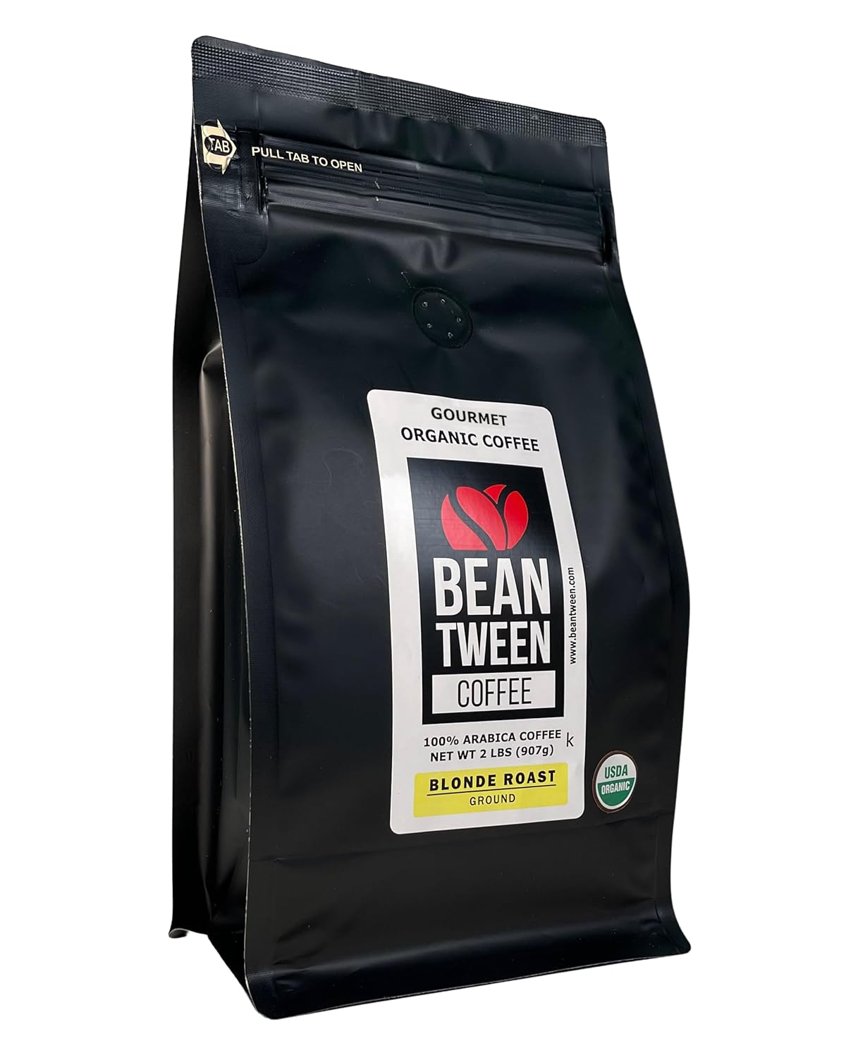 Beantween Coffee: Premium Organic BLONDE ROAST Ground (2 lb) of 100% Arabica Coffee – Low Acid, MOLD-FREE, Certified Organic, Kosher, Single Origin, Woman-owned