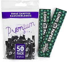 Granny's® Exclusive Slim Aktivkohlefilter 50 Stück & 2 Hanf Long Papers 36 Blatt | Ø 5.9 mm Filtertips | 108 x 45 mm organic King Size Long Papers | Kohlefilter für Selbstdreher