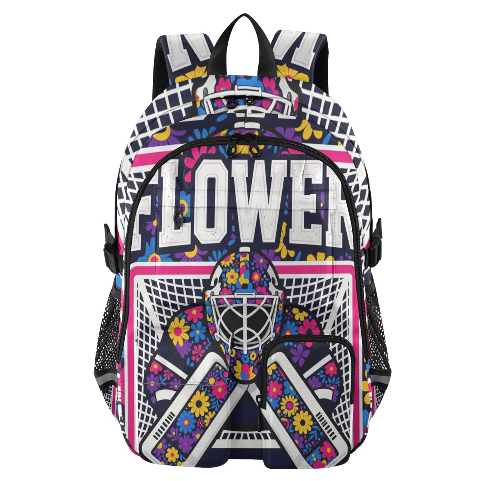 Grande zaino da viaggio Flower 29 colorato hockey portiere College borsa da lavoro 44,5 cm