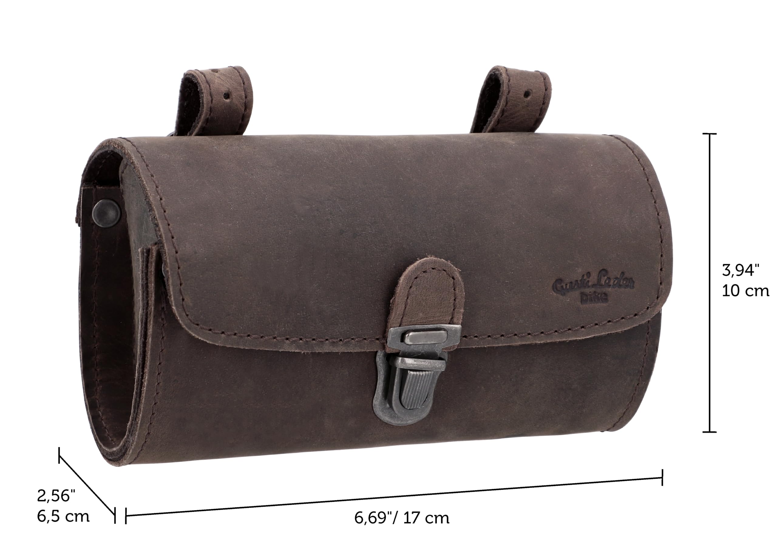 Gusti Borsa da Sella Wolfgang L. - Borsa da Manubrio per Bici in Pelle Vintage Marrone