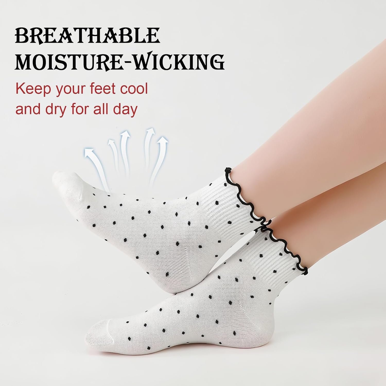 6 Pairs Ankle Ruffle Socks Cute Frilly Comfort Breathable Cotton Socks