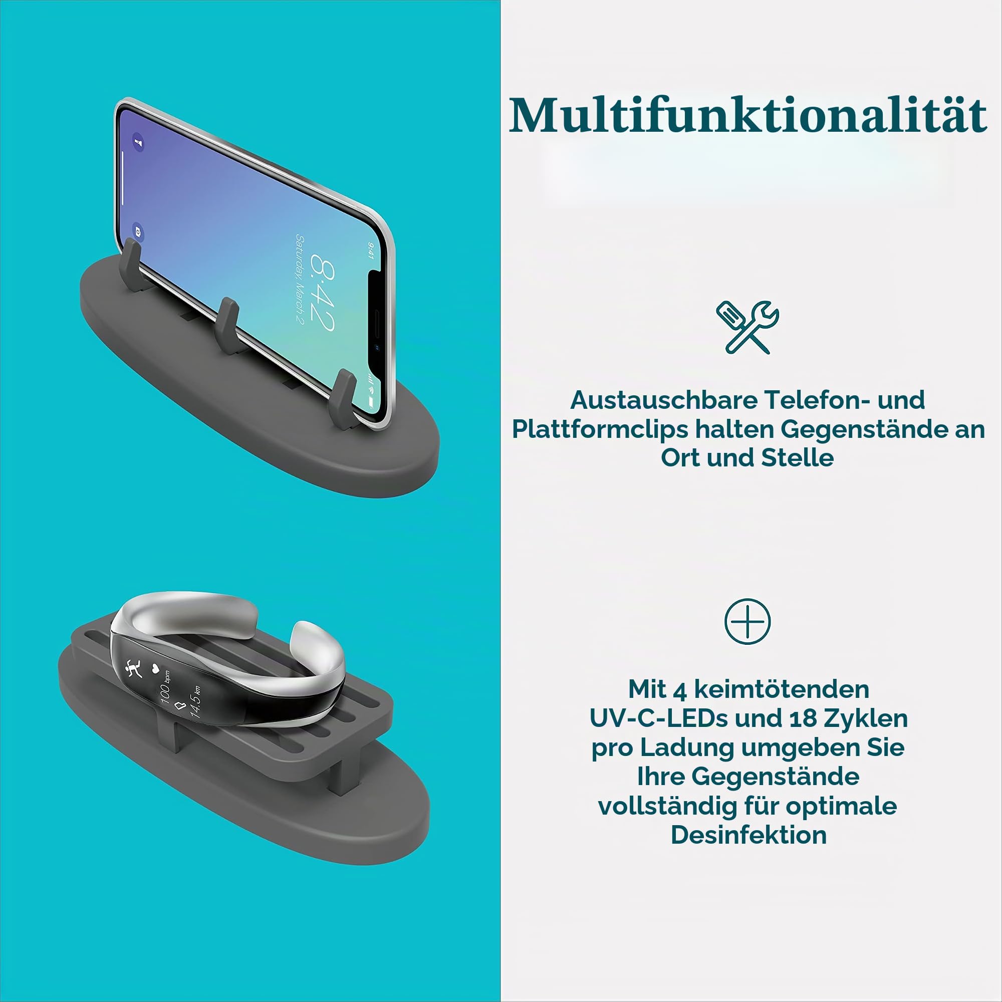 HoMedics UV-Clean tragbarer Desinfizierer Sanitizer Sterilisator|Schnellster UV-Sanitizer auf dem Markt|Tötet bis zu 99,9 Prozent der Bakterien und Viren auf DNA-Ebene,ohne Quecksilber und Chemikalien