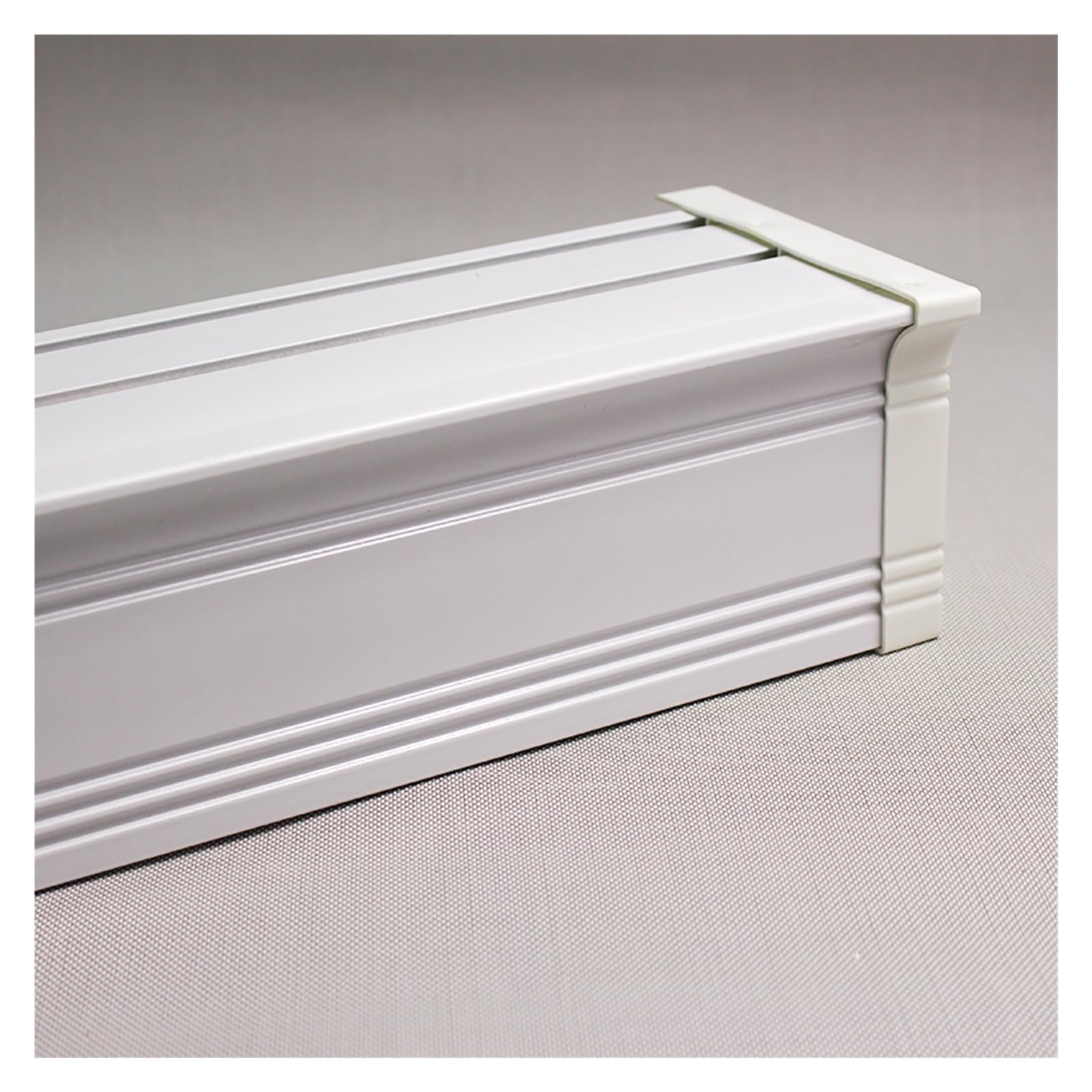 Corniche en aluminium pour fenêtres blanc 1,4m cache rideau robuste de plafond pour store épuré