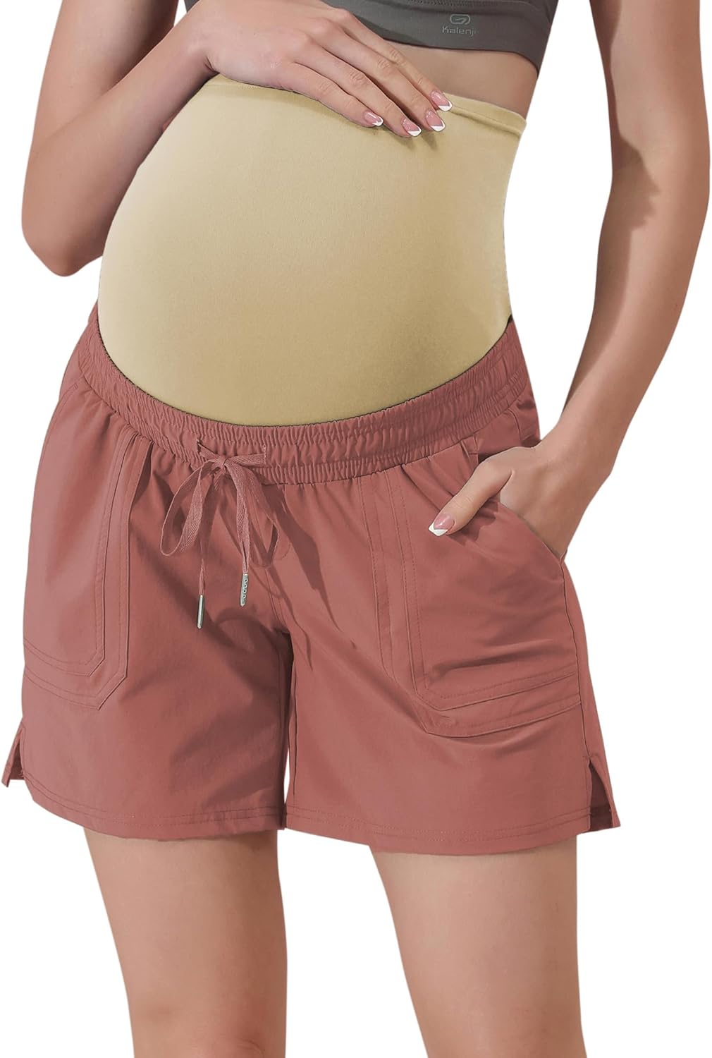 Maacie Maternity Hiking Shorts Quick Dry Waterproof 5" Workout Sports Shorts Outdoor Casual