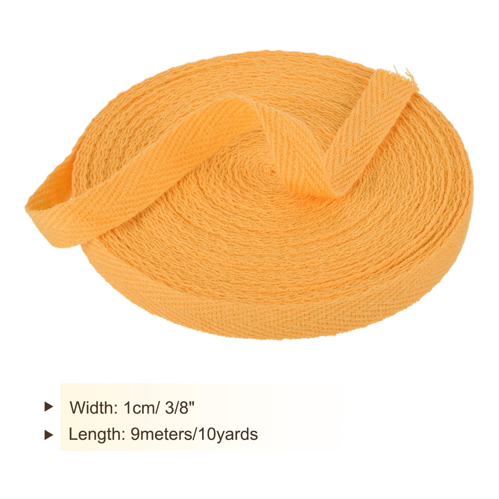 PATIKIL Cotton Twill Tape 10mm(3/8 Inch) 10 Yards Cotton Ribbon Bias Binding Tapes Herringbone Webbing Trim for Sewing Gift Wrapping Craft DIY Ginger Yellow - Image 2