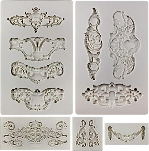 Moldes de silicona de estilo barroco, 5 unidades, decoración artística de filigrana