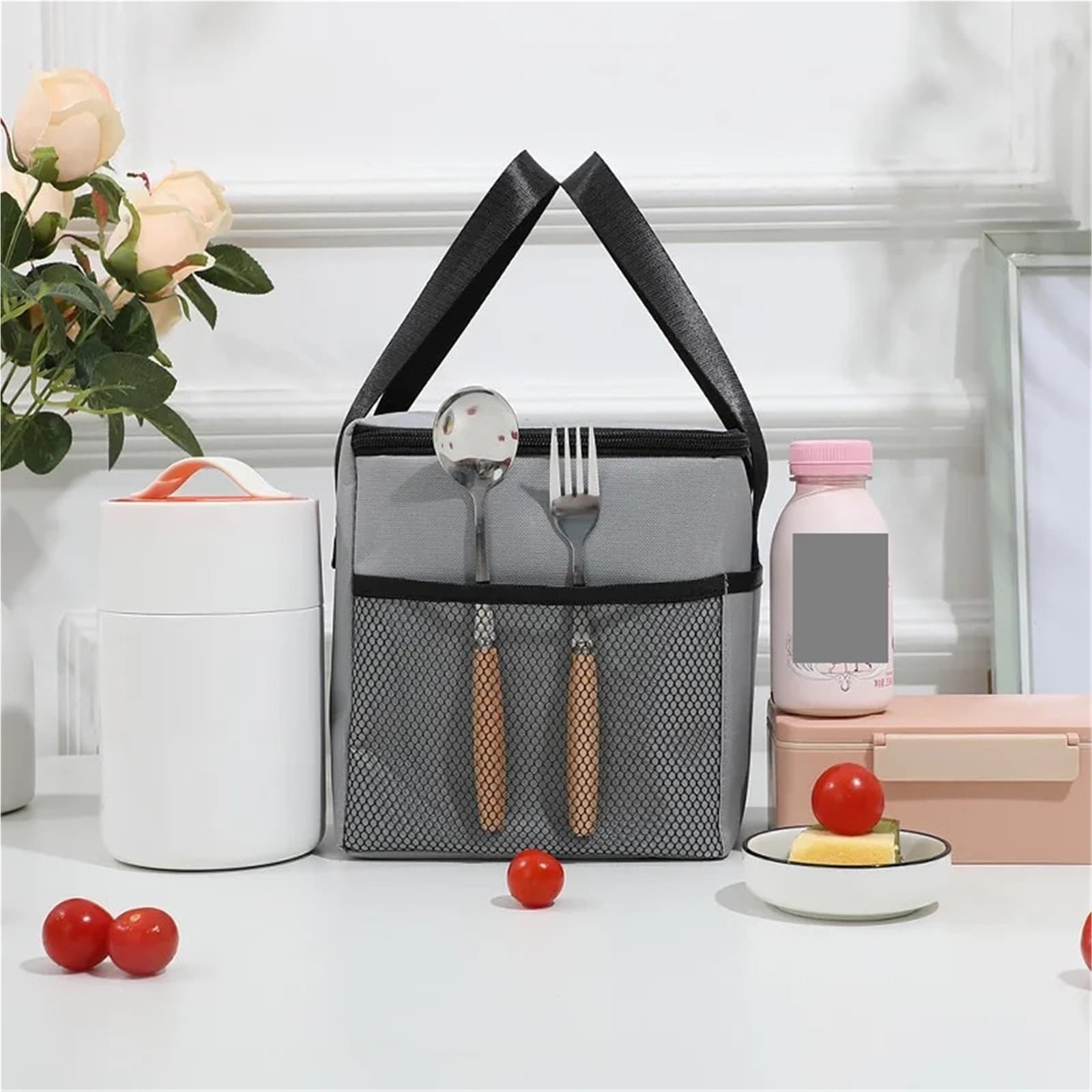 2 stücke 8L Große Kapazität Picknick Thermische Mittagessen Taschen(Grey)