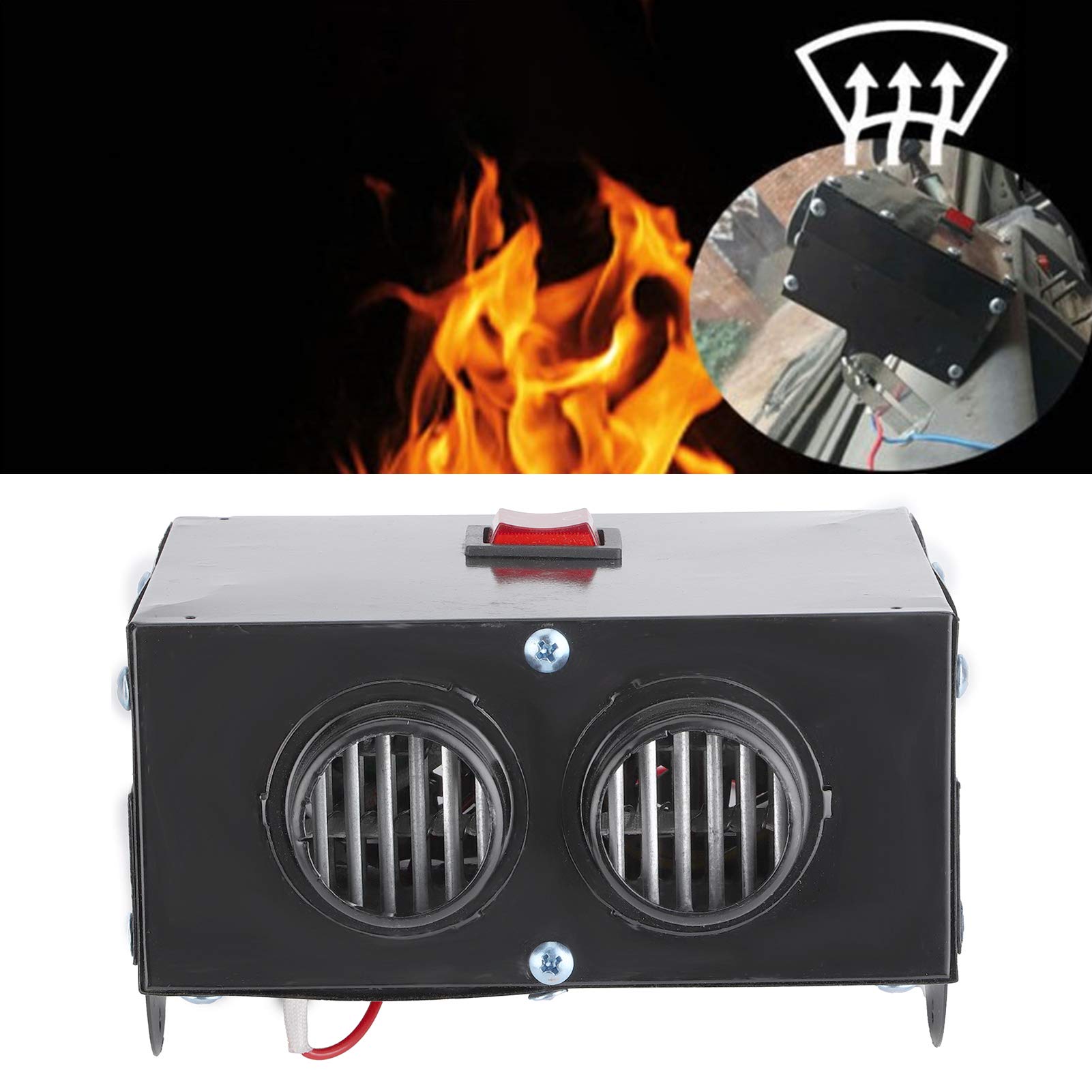 Unidad de descongelación de ventana de coche de 12 V Aleación de aluminio 400 W 600 W Salida de aire de doble orificio Calefacción de invierno Eliminación de escarcha Calentador