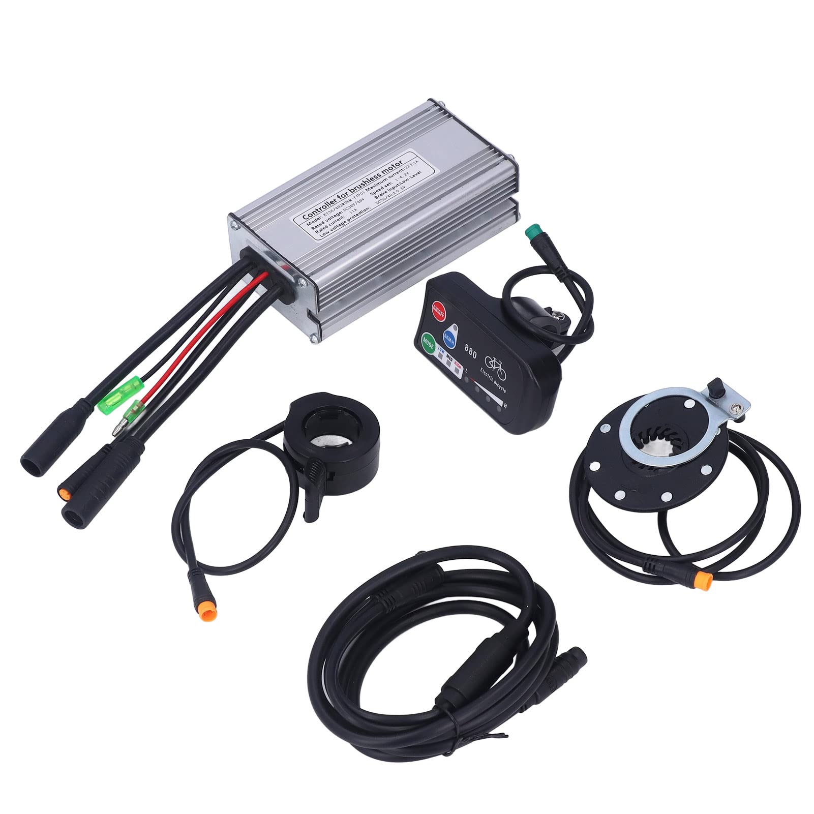 Kit de Controlador de Motor de Bicicleta Eléctrica, DC 36V 48V 500W 22A Controlador de Motor Pantalla LED 880 Acelerador de Pulgar 130X Sensor de Asistencia de Potencia 8C Kit