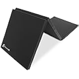 ProSource Tri-Fold Folding Thick Exercise Mat 6’x2’ with Carrying Handles for MMA, Gymnastics, Stretching, Core Workouts