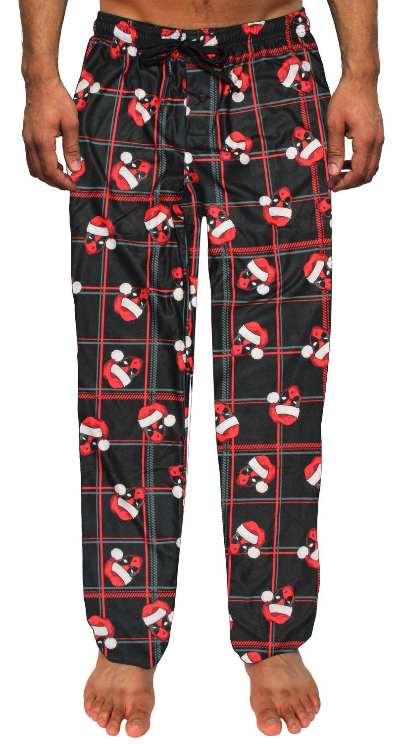 Bioworld Deadpool Santa Plaid Sleep Lounge Pants (Small) Black/Red