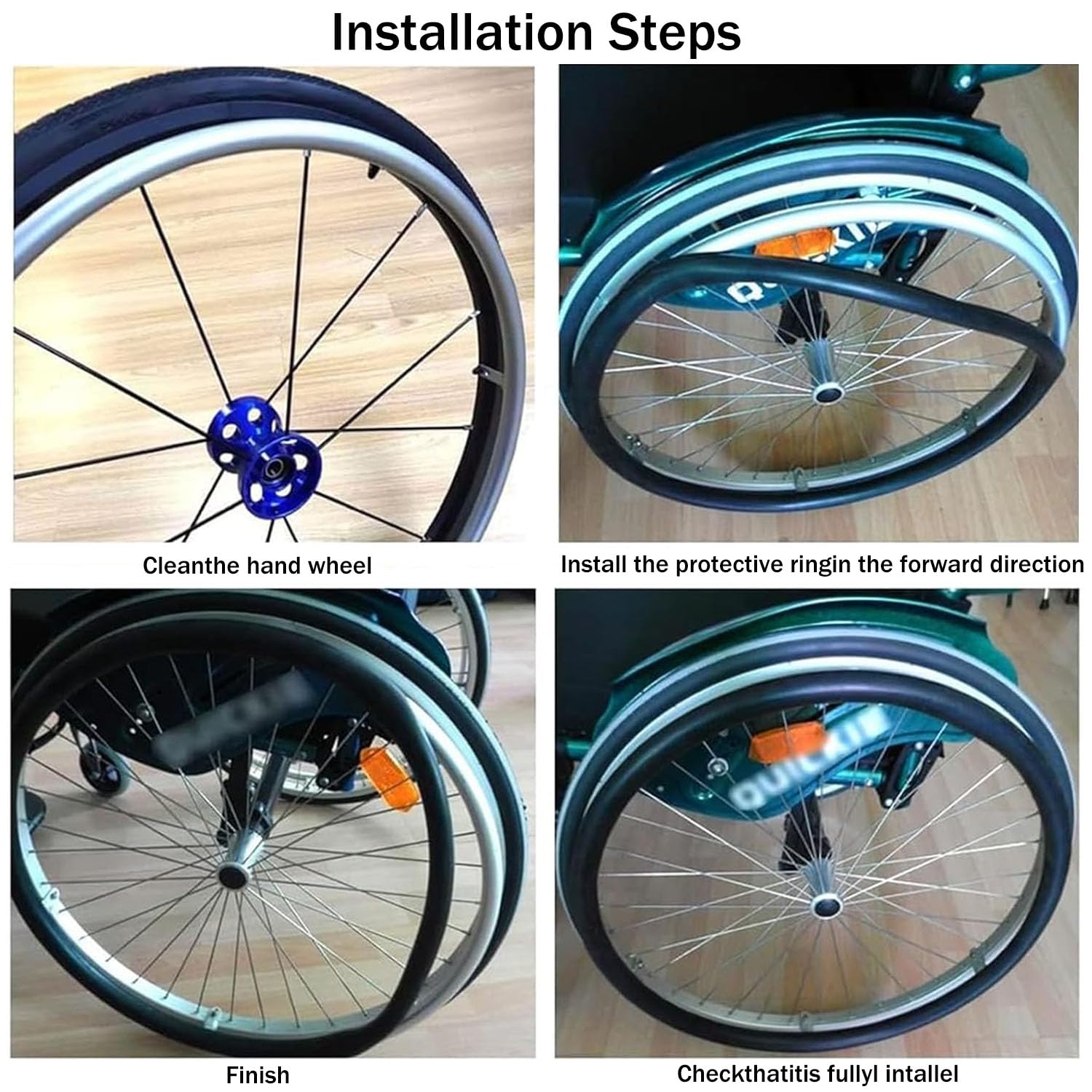 1 paio di coperture per sedia a rotelle da 61 cm, antiscivolo, resistenti all'usura, in silicone, per migliorare la presa e la trazione, accessori per sedie a rotelle (nero, 61 cm)