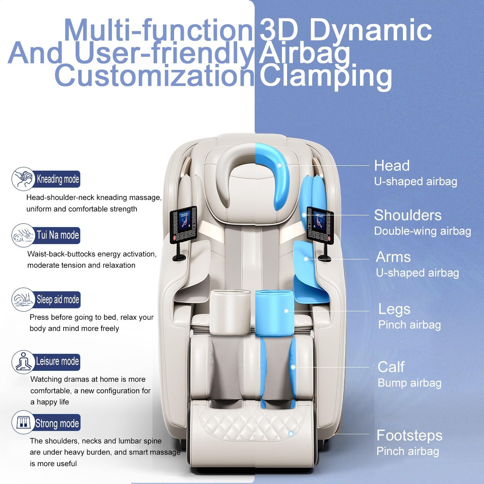 Sillón de Masaje Inteligente 4D con Guía SL, Compresión de Aire Cuerpo Completo Calor Lumbar y Reclinación Cero Gravedad para Relajación Máxima en Casa