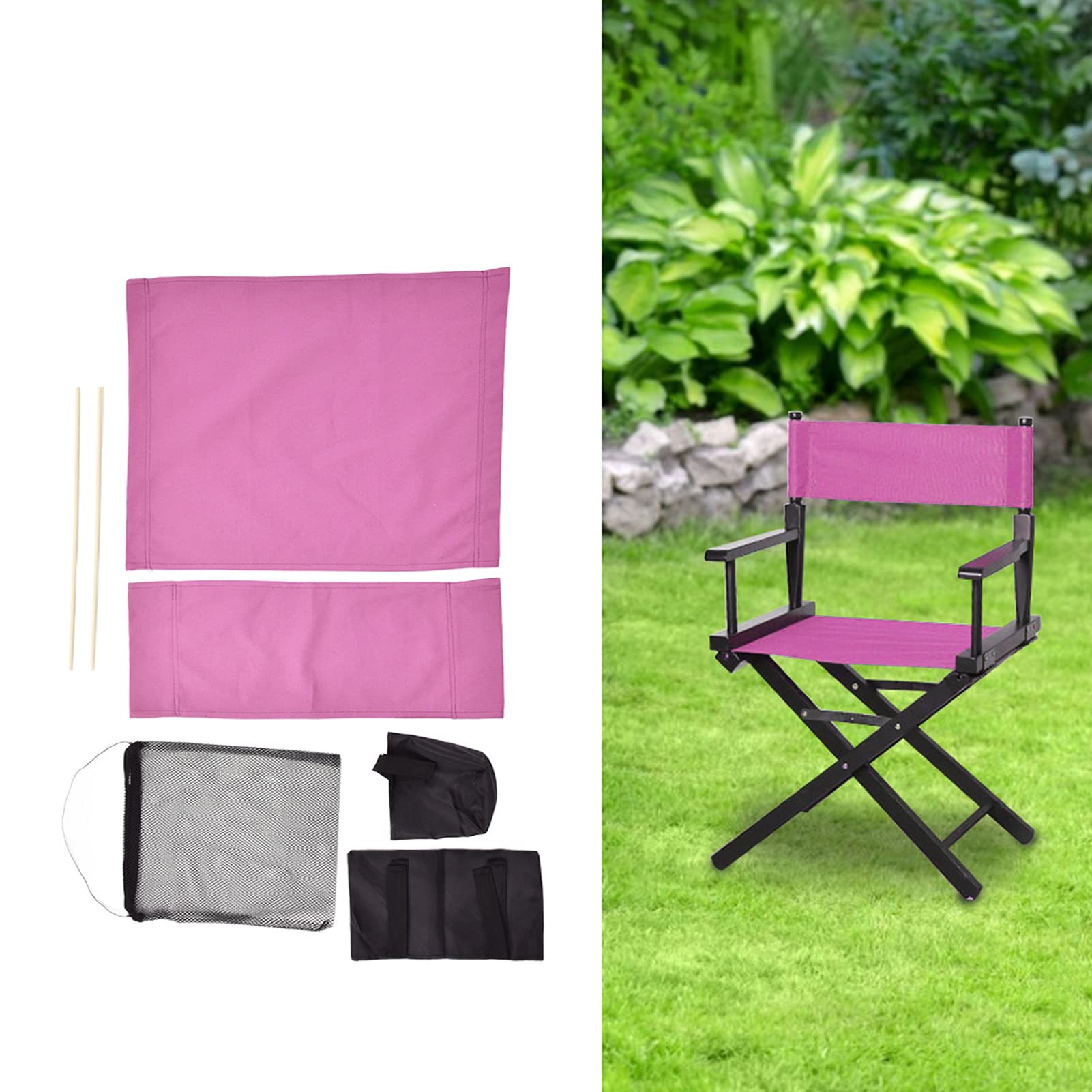 Pokerty9 Director Chair Cover Durable Wear Resistant Stable Canvas Chair Seat for Office Rose Red