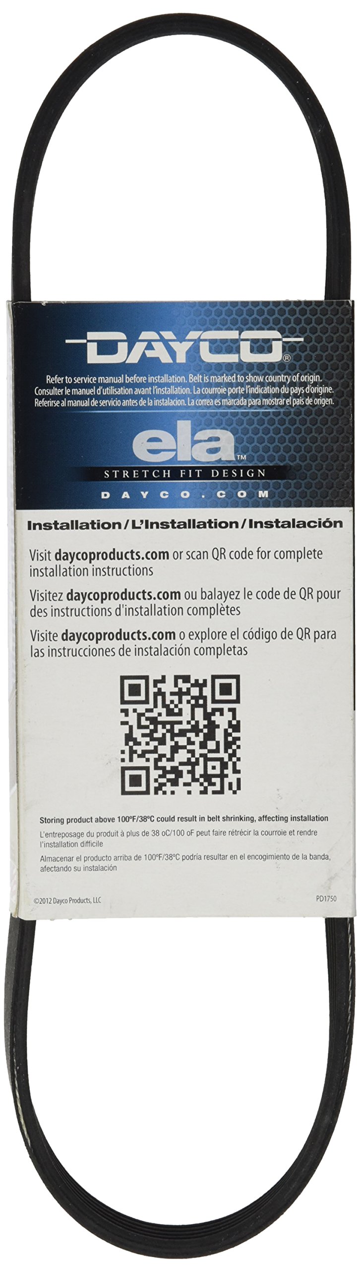 Amazon.com: Dayco E050274 Serpentine Belt (POLY RIB® ELA), Black 