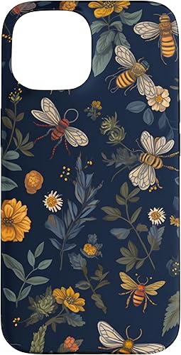 Miniatura 10 de Funda para iPhone XR Bees and wildflowers on dark blue
