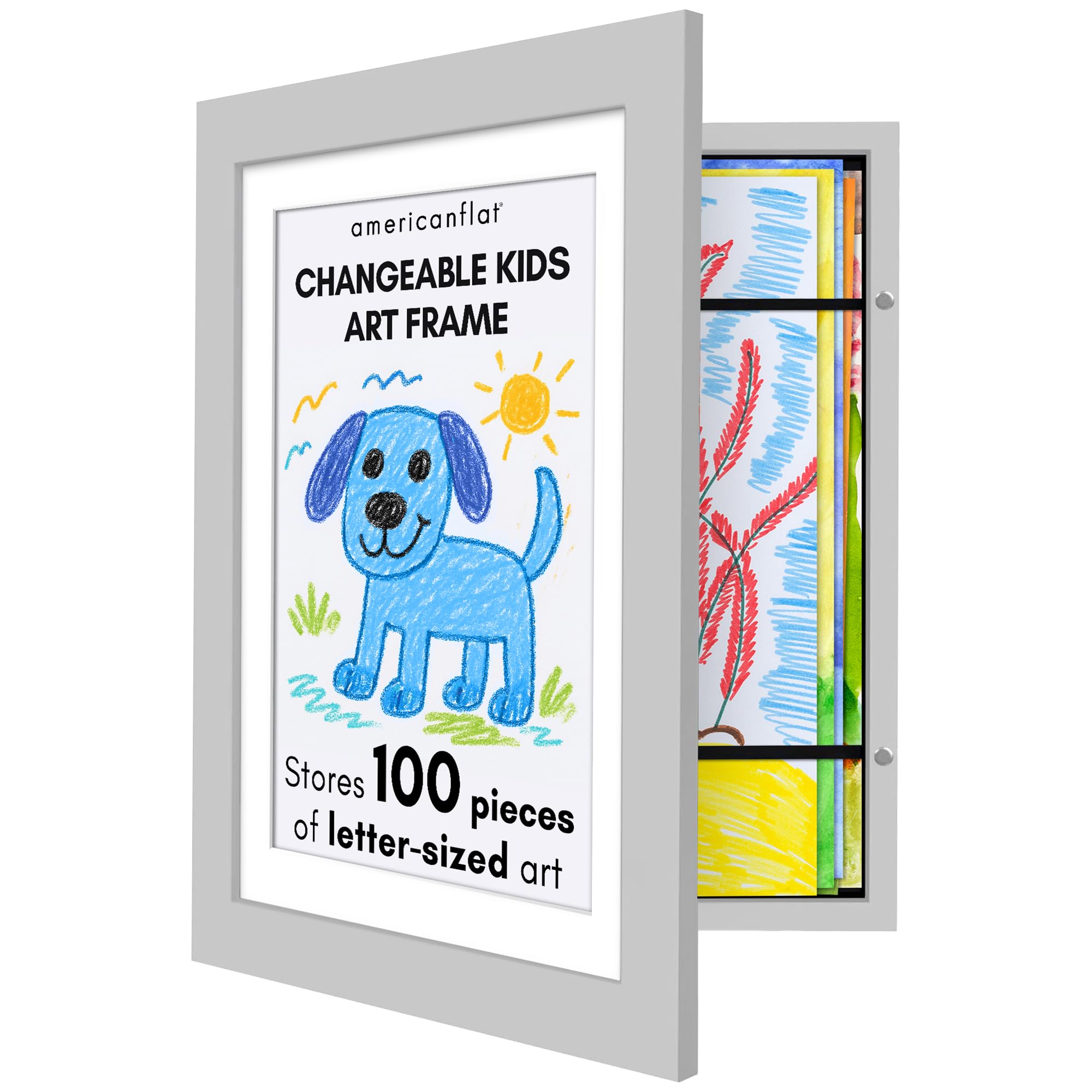 Americanflat 8.5x11 Changeable Kids Art Frame - Gray
