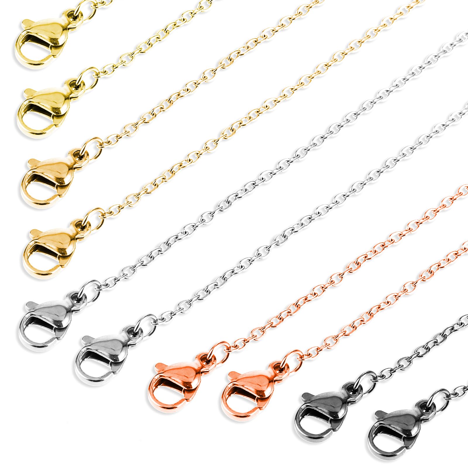 50 Pack Necklace Chains Bulk Multicolor Necklace Chains for Jewelry Making Alloy Jewelry Chains DIY Cable Link Chains Necklace Making Kit for DIY Jewelry Making, 20 Inches