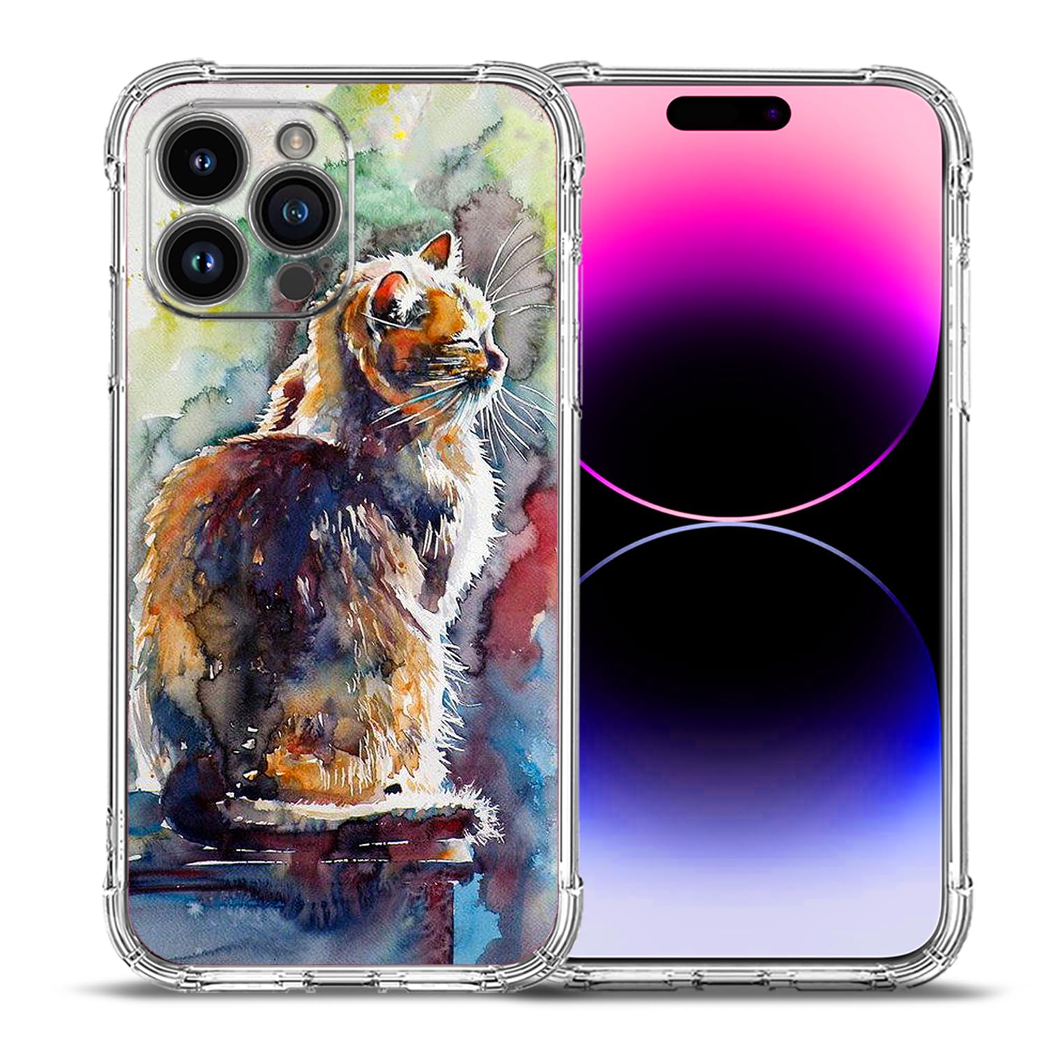 BeaucoviPhone 15 Pro Max Case,Cute Cat Painting Drop Protection Shockproof Case TPU Full Body Protective Scratch-Resistant Cover for iPhone 15 Pro Max
