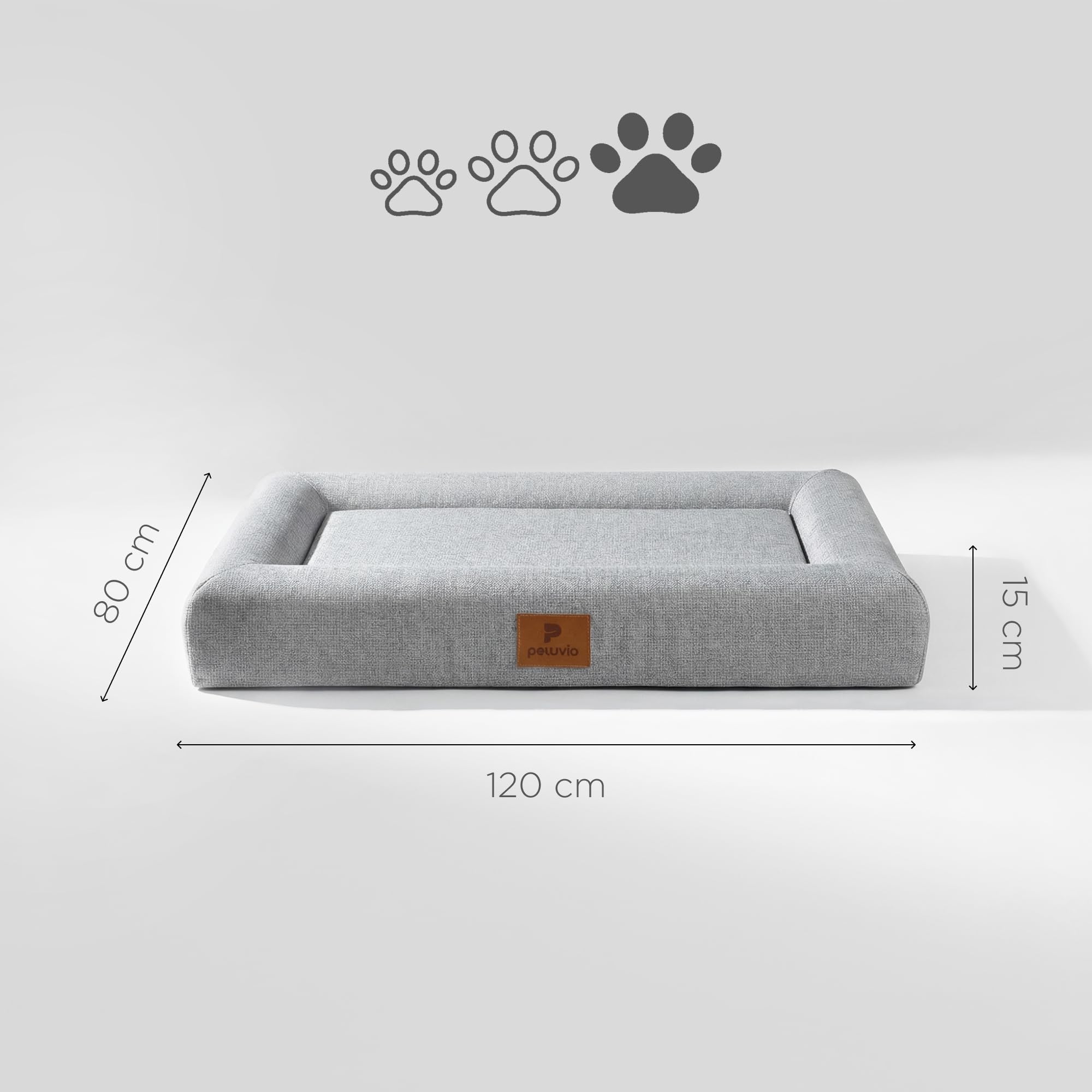 Kibi Cuscino per Cani con Memory Foam da 2 cm | Cuccia Piatta da Interno, Base in Schiuma T18, Sfoderabile e Lavabile a 30°C, Fondo Antiscivolo, 120 x 80 x 15 cm