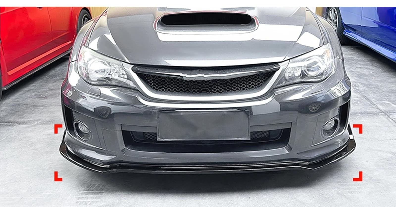 Für Subaru Für Impreza WRX STI 2011 2012 2013 2014 Frontspoilerlippe In Carbonoptik/schwarz Glänzend Mit Unterem Spoilerschwert(Glossy Black)