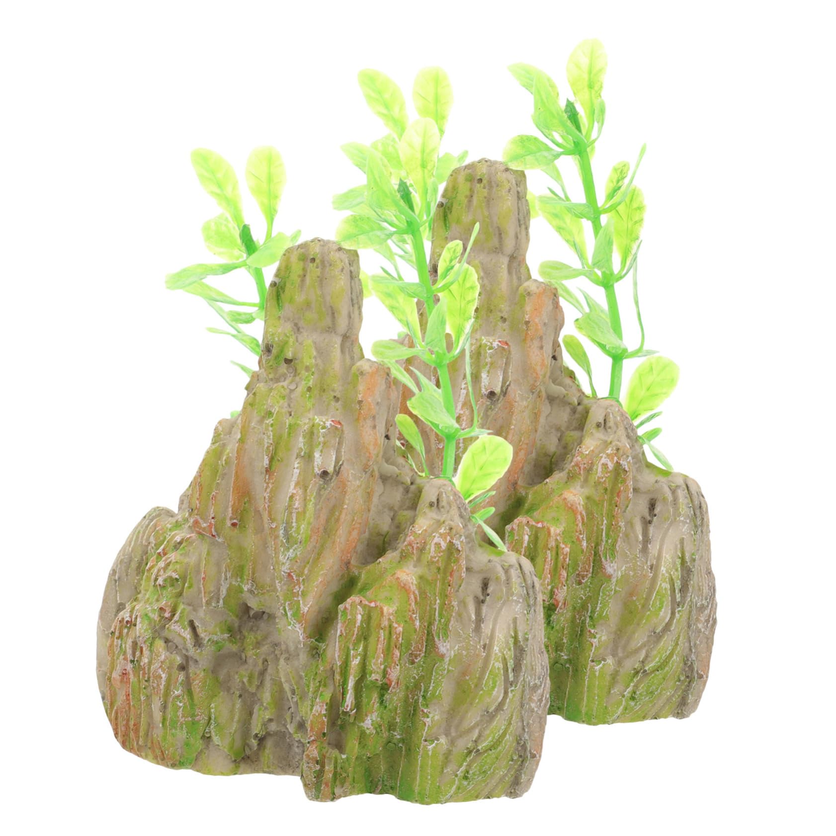 3 Set Decorazioni Rocciose Calcolo Ornamento Del Serbatoio Di Pesce Accessori Per Acquari Acquario Con Supporto Rockery in Resina Per Acquario Grotta Decorazione Acquario 2 Pezzi*3