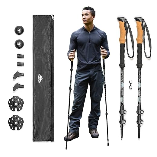 Cascade Mountain Tech Trekking Poles - Aluminum Hiking Walking Sticks with Adjustable Locks Expandable to 54" (Set of 2)