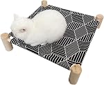 Pozico Elevated Pet Bed with Breathable Mesh for Small Cat and Dog, Raised Cooling Pet Cot for Puppy and Kitty (Black Bed with Canopy, Small-18.9x18.9 inch)