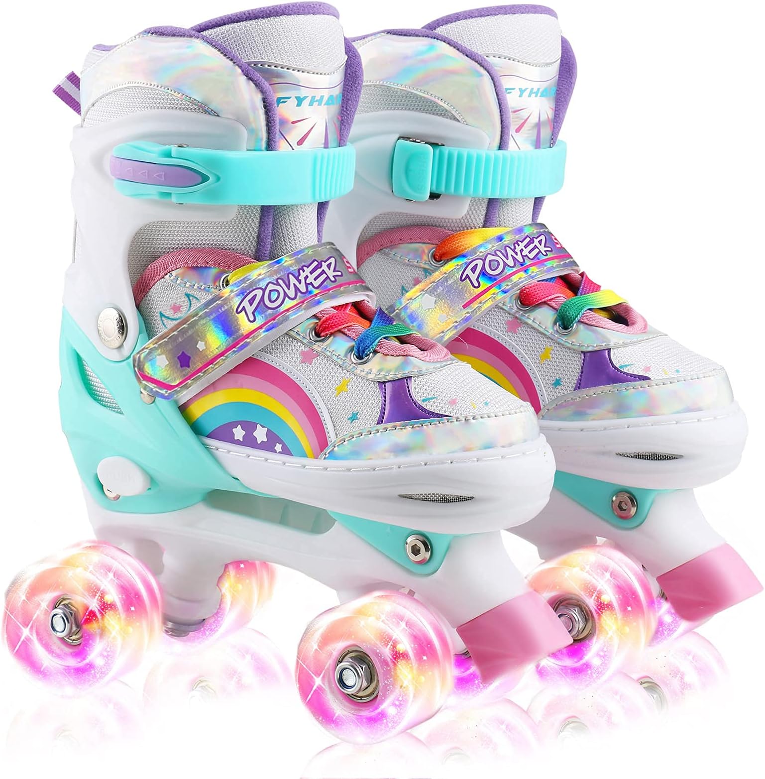 Roller Skates for Kids Adjustable 4 Sizes Inline Skates, 8 Light Up Wheels of Skates Shine
