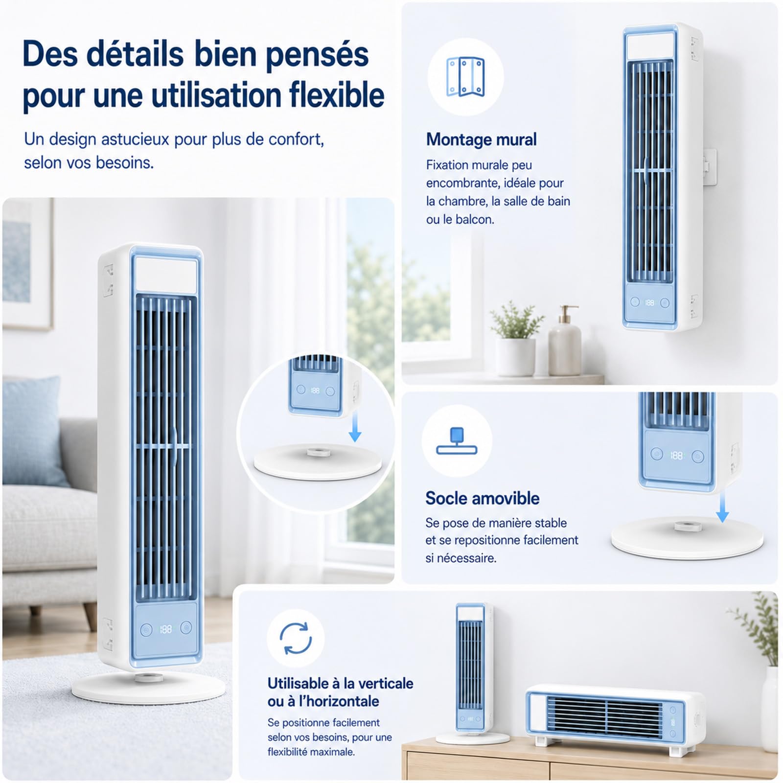 Polar Breeze Climatiseur, Mini Ventilateur Rafraîchisseur D'Air Personnel Avec Technologie CoolFlow™, Parfait pour le bureau, la chambre et la maison