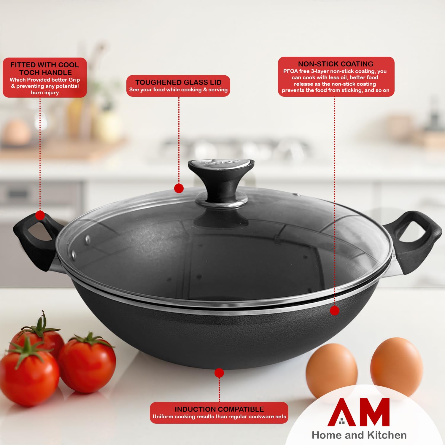 Keramische wokpan 36 cm met rvs greep | Anti aanbaklaag | | | Dé specialist in keramische pannen | Keramische pannen en pannensets