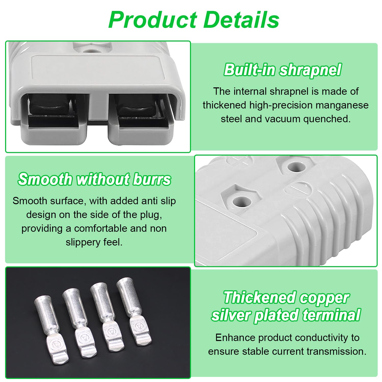 4 piezas 175A 600V Batería Quick Connect, Conectores Eléctricos Rápidos Coche, Rápido Enchufe Terminal Kit, Conectores Terminal Batería Automóvil, Conectores de Batería para Automóviles y Vehículos