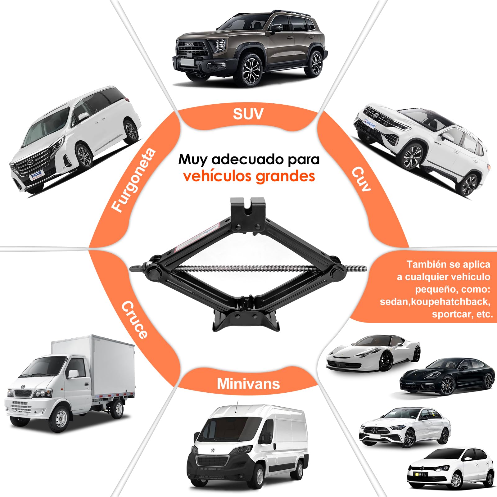 Gato de Tijera Ruedas Portatil 2.5T (5519 lbs), Gato de Tijera Elevador Tijera Manivela Familiar Camioneta Levantador para Coche Familiar SUV MPV