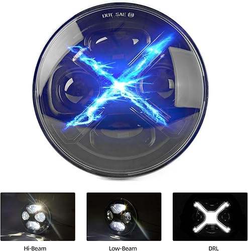 Miniatura 10 de OFFROAD GAMERS Nuevo láser brillante 7 pulgadas motocicleta LED faros redondos Hi Low Beam Halo compatible con Suzuki Yamaha Honda DOT HiLo Sealed