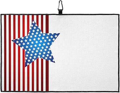 OComster 4th of July Golf Towel with Carabiner Clip, American Independence Day USA Flag Red White Microfiber Waffle Pattern Golf Towel, Golf Accessories for Cleaning Clubs and Balls, 24x16 in